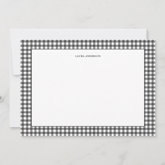 Simple Black and white Gingham personalised  Thank You Card (Front)