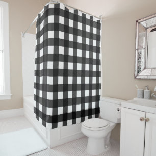 Simple Black and White Gingham Shower Curtain