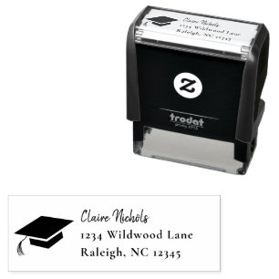 Simple Black and White Graduation Return Address Self-inking Stamp