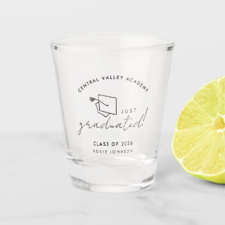 Simple Black and White Graduation Shot Glass Gift