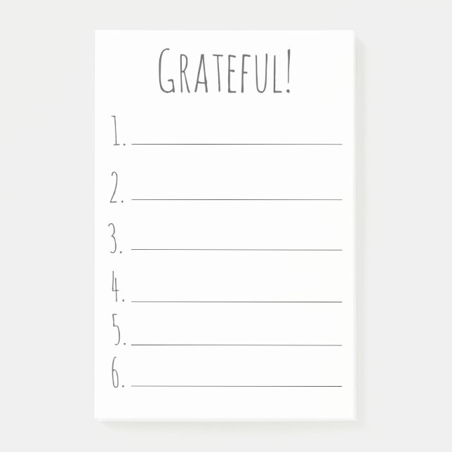 Simple Black And White Grateful Gratitude List  Post-it Notes (Front)