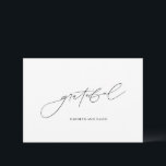 Simple Black and White Gratitude Card<br><div class="desc">Show your guests how much you appreciate them with our simple gratitude card. The design features a relaxed script with your names below. The back is blank to write a personal message to your guests. Names,  font and background colours can be changed. Perfect for any occasion.</div>