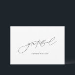 Simple Black and White Gratitude Card<br><div class="desc">Show your guests how much you appreciate them with our simple gratitude card. The design features a relaxed script with your names below. The back is blank to write a personal message to your guests. Names,  font and background colours can be changed. Perfect for any occasion.</div>