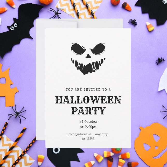 Simple Black and White Halloween Party Invitation (Creator Uploaded)
