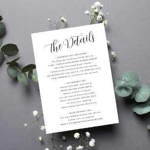 Simple black and white handwritten script wedding  enclosure card