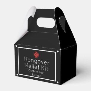 Simple Black and White Hangover Relief Kit Favour Box
