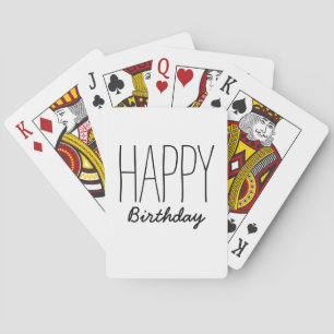Simple Black And White Happy Birthday Typography Playing Cards