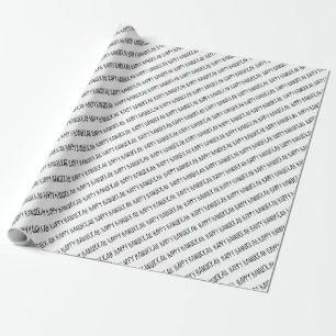 Simple Black and White Happy Hanukkah Script Wrapping Paper