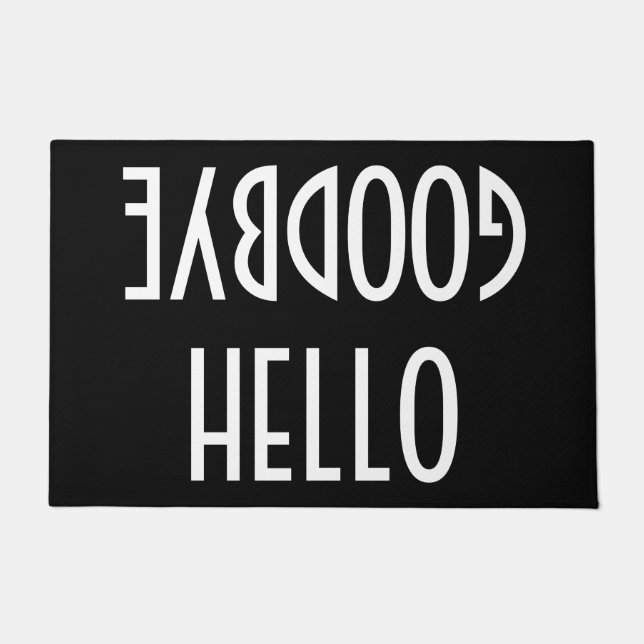 Simple Black and White Hello Goodbye Doormat (Front)
