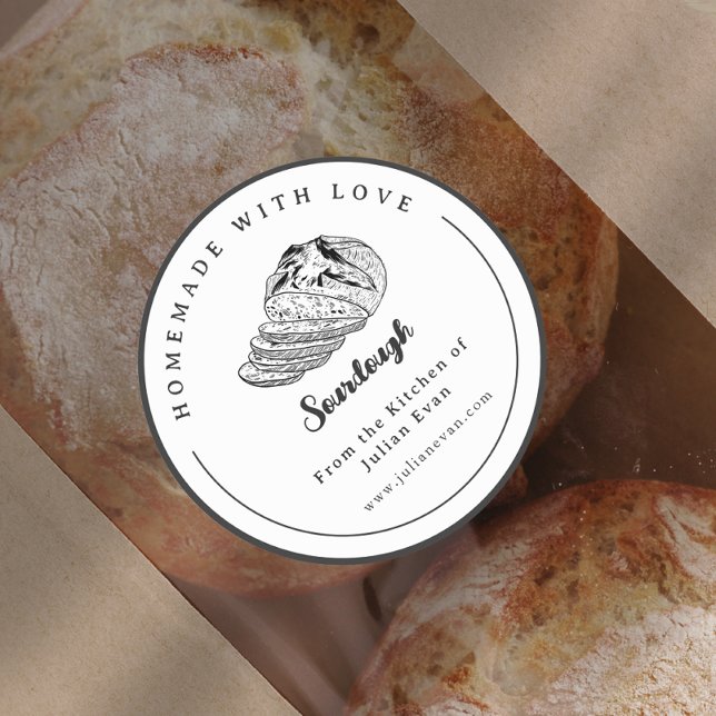 Simple Black and White Homemade Sourdough Sticker (Simple Black and White Homemade Sourdough Sticker)