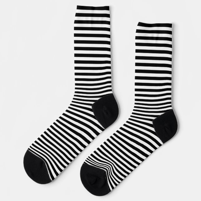 Simple Black and White Horizontal Stripes Socks (Left)