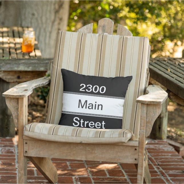Simple Black and White House Number Street Address Cushion (Chair)