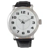 Simple Black and White Large Numbers Easy To Read Watch Zazzle