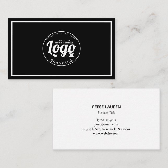 Simple Black And White Logo Business Card (Front/Back)