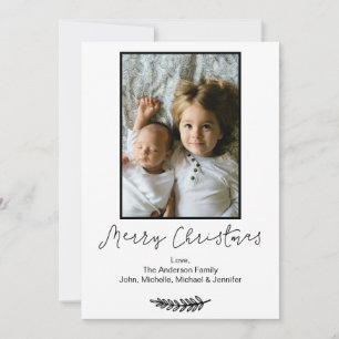 Simple Black and White Merry Christmas 5X7 Holiday Card