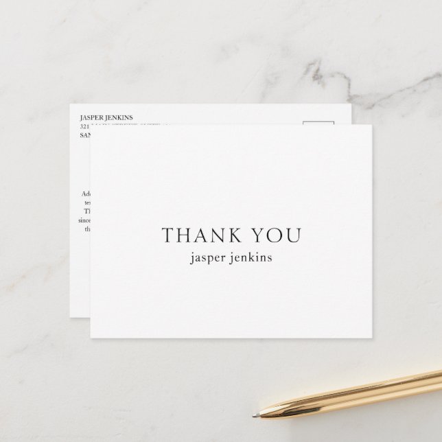 Simple Black and White Minimal Modern Postcard (Front/Back In Situ)