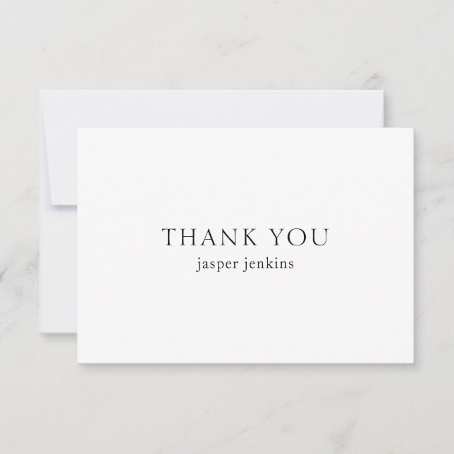 Simple Black and White Minimal Modern Thank You Card (Front)