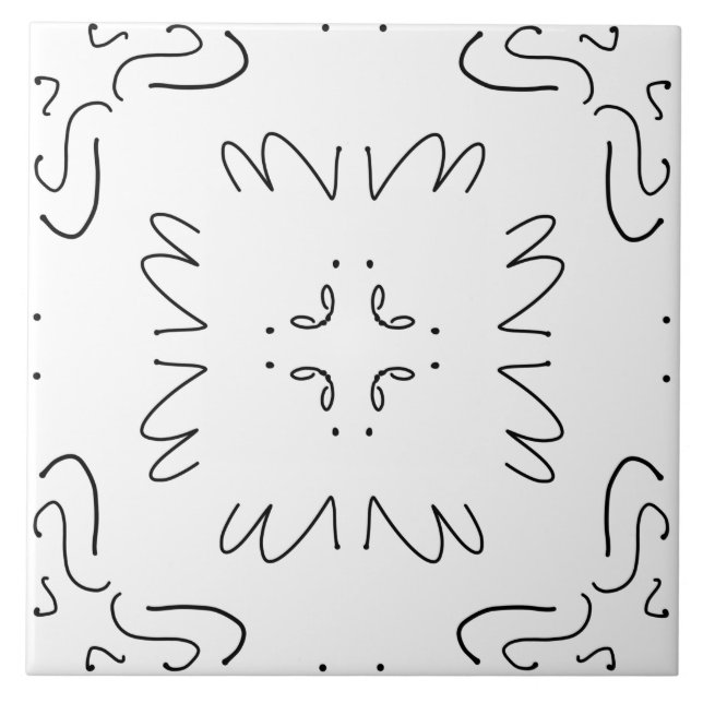 simple black and white minimal pattern tile (Front)