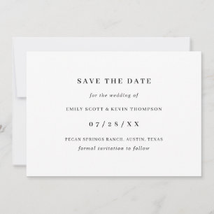 Simple Black and White Minimalist Save The Date