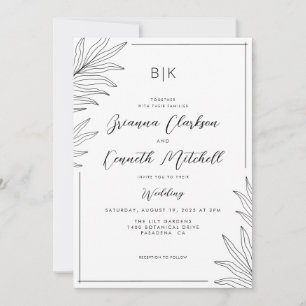 Simple Black and White Minimalist Wedding Invitation