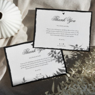 Simple Black And White Minimalist Wedding  Thank You Card