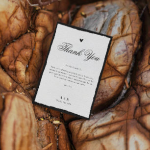 Simple Black And White Minimalist Wedding  Thank You Card