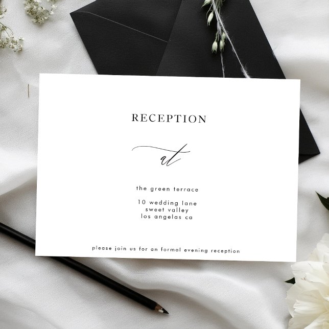 Simple Black and White Modern Calli Reception Invitation (Creator Uploaded)