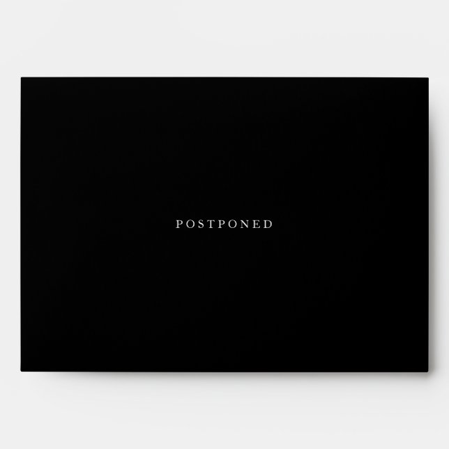 Simple Black and White Modern Elegant Postponement Envelope (Front)