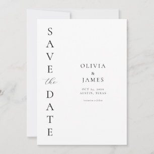 Simple Black and White Modern Elegant Wedding Save The Date