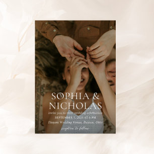 Simple Black and White Modern Photo Wedding Invitation
