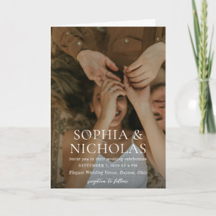 Simple Black and White Modern Photo Wedding Invitation