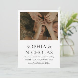 Simple Black and White Modern Photo Wedding Save The Date