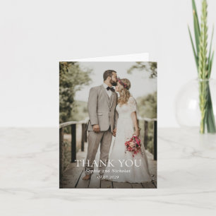 Simple Black and White Modern Photo Wedding Thank You Card