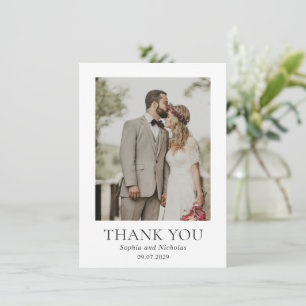 Simple Black and White Modern Photo Wedding Thank You Card