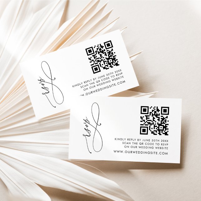 Simple Black and White Modern QR Code RSVP  Enclosure Card (Creator Uploaded)