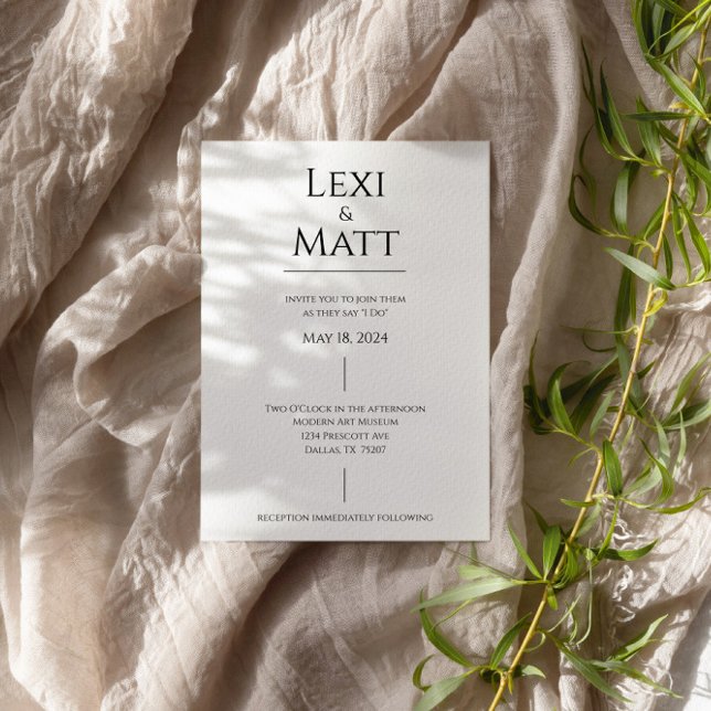 Simple Black and White Modern Wedding Invitation (Creator Uploaded)