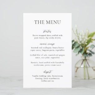 Simple Black and White Modern Wedding Menu