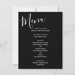 Simple Black and White Modern Wedding Menu Invitation