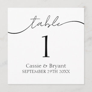 Simple Black and White Modern Wedding Table Number