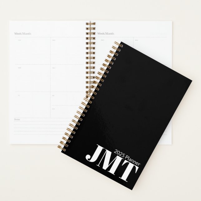 Simple Black and White Monogram 2025 Planner (Display)