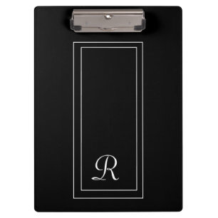 Simple Black and White Monogram Business Clipboard