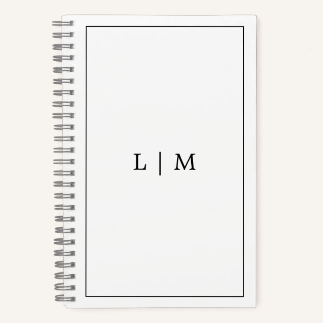 Simple Black and White Monogram Business Notebook (Front)