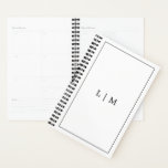 Simple Black and White Monogram Business Planner<br><div class="desc">Simple business planner featuring a modern yet elegant design with your two letter monogram surrounded by a border in classic black and white.  The backside has your contact information. This personalised planner in a minimalist style is great for any type of business.</div>