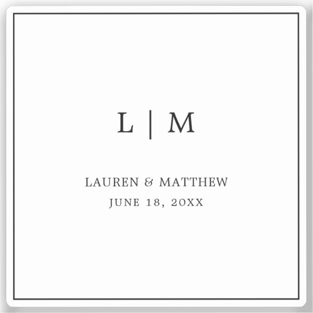Simple Black and White Monogram Elegant Wedding (Front)