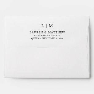 Simple Black and White Monogram Elegant Wedding Envelope