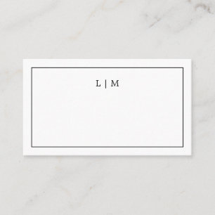 Simple Black and White Monogram Elegant Wedding Place Card