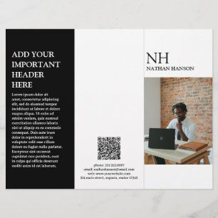 Simple Black and White Monogram Modern Brochure