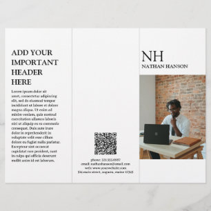 Simple Black and White Monogram Modern Brochure