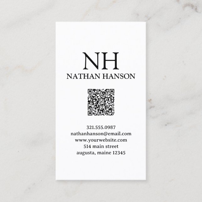 Simple Black and White Monogram Modern Business Card (Front)