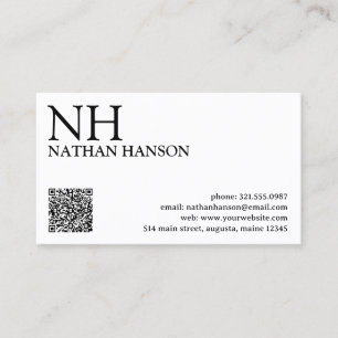 Simple Black and White Monogram Modern Business Card